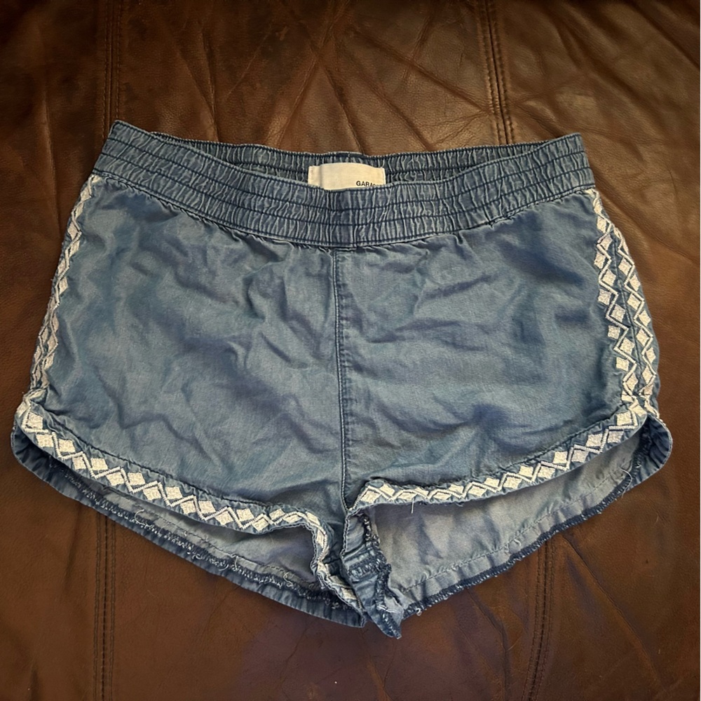 🎃2 for $20 Mix &Match🎃 Garage Chambray Denim Embroidered Lounge Shorts